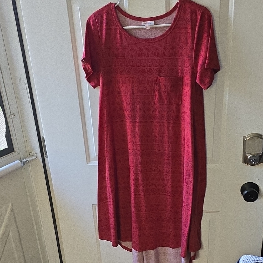 LuLaRoe Red Patterned Midi Dress